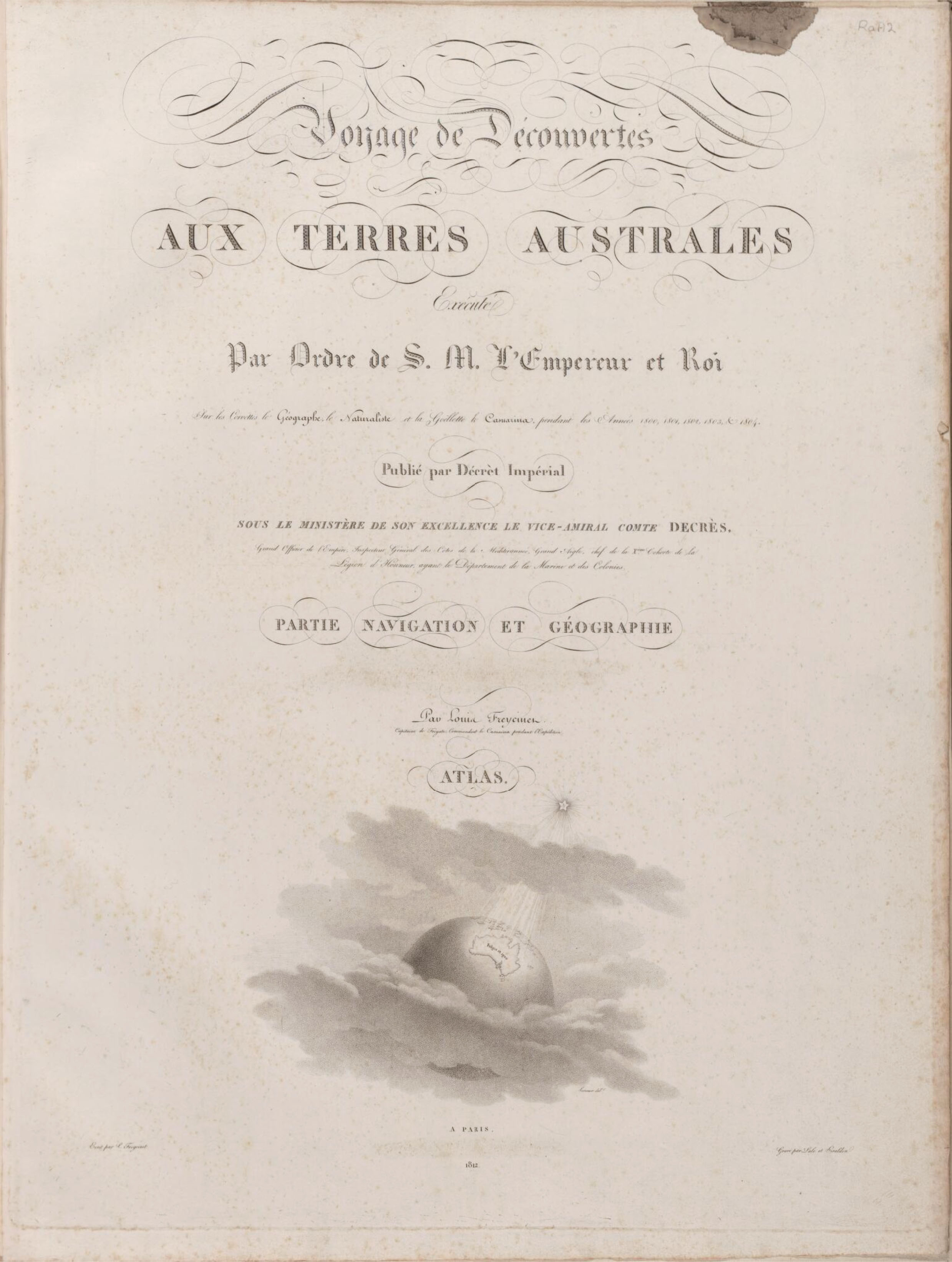 First page of Voyage de découvertes aux Terres Australes, Freycinet (1812/1815)